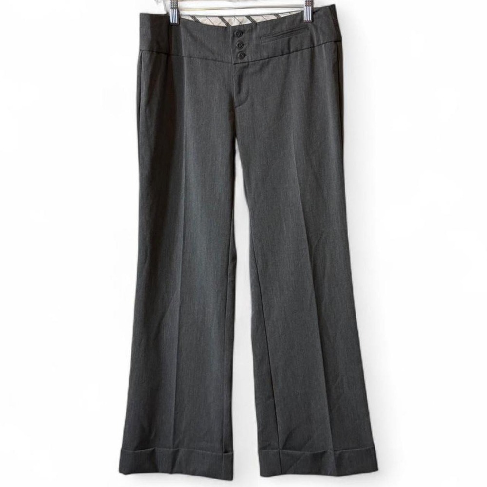 Vintage Y2K Maurices Gray Wide Leg Cuffed Pants, Women's Size 9/10